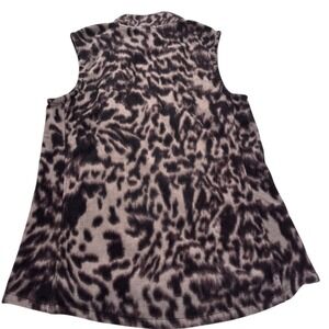 Cuddl Duds Womens Fleecewear Vest Animal Print Zip Up Collar Size M